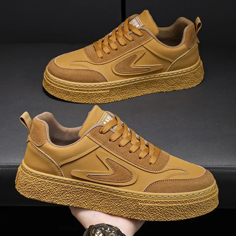 أحذية رياضية كاجوال للرجال عالية/منخفضة الأعلى على شكل سبورة بيضاء قابلة للتنفس لزيادة الارتفاع #4