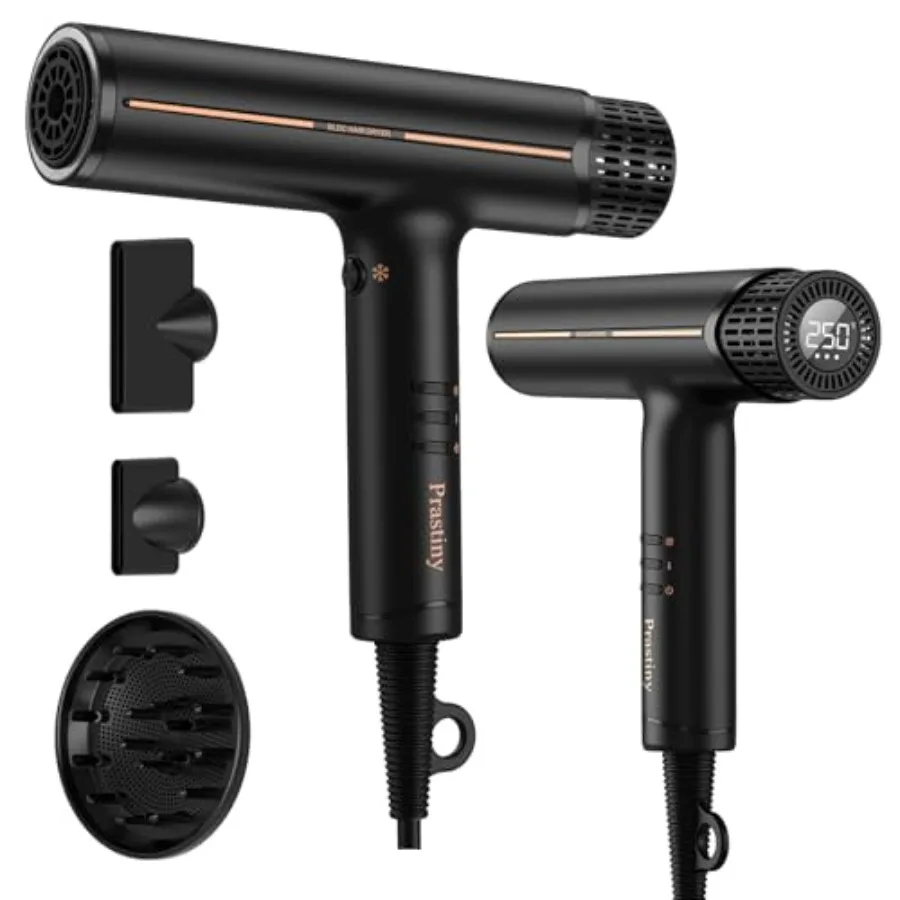 

Hair Dryer with Diffuser: Professional High Speed Quiet Ionic Blow Dryer - Intelligent Heat Control - Lightweight Portable Trav