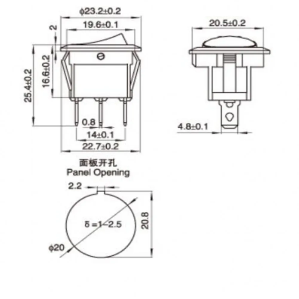 100 Stück EIN/AUS Runder Wippschalter LED-Beleuchtet Auto-Armaturenbrett Boot Van 12V KCD1 20MM 6A 250V / 10A 125V 2/3/4-PIN Schalter – Detail 11
