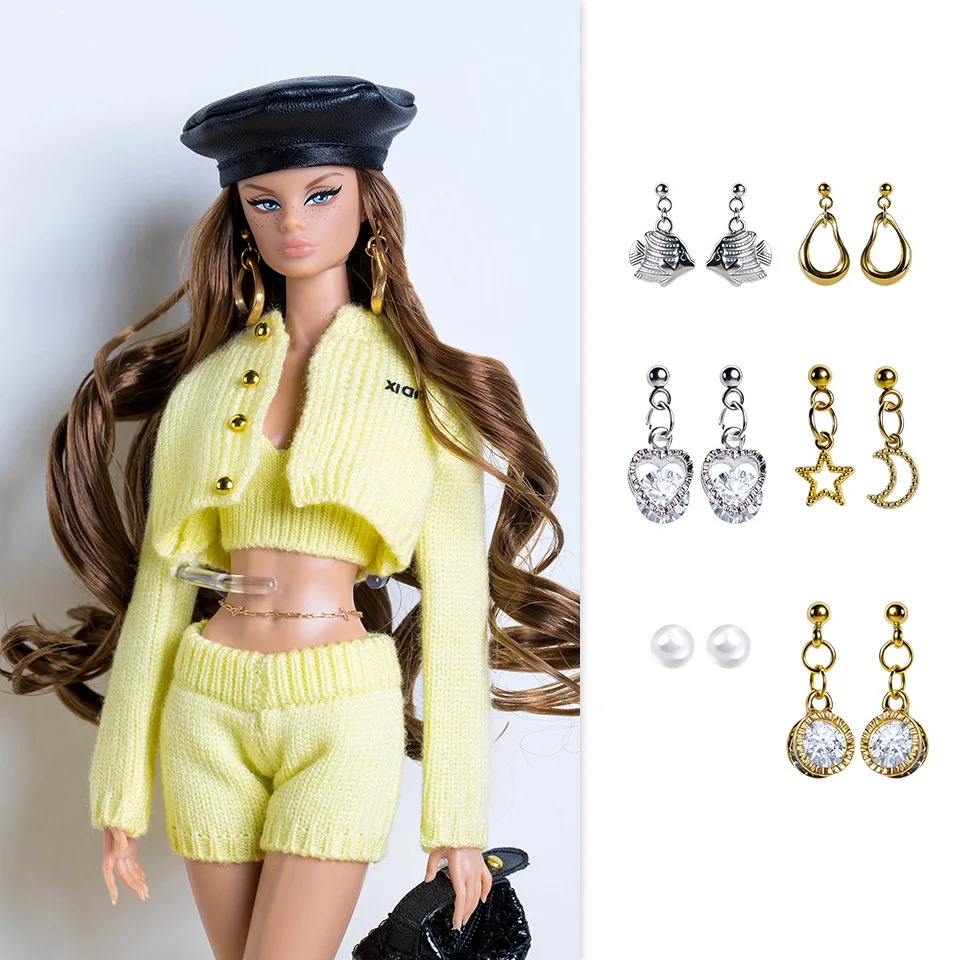 

1/6 Doll Jewellery Parts Roaming Imagination Series Luxury Mermaid Tears Pearl Diamond Earring For 30cm Xianxian Supermodel Doll