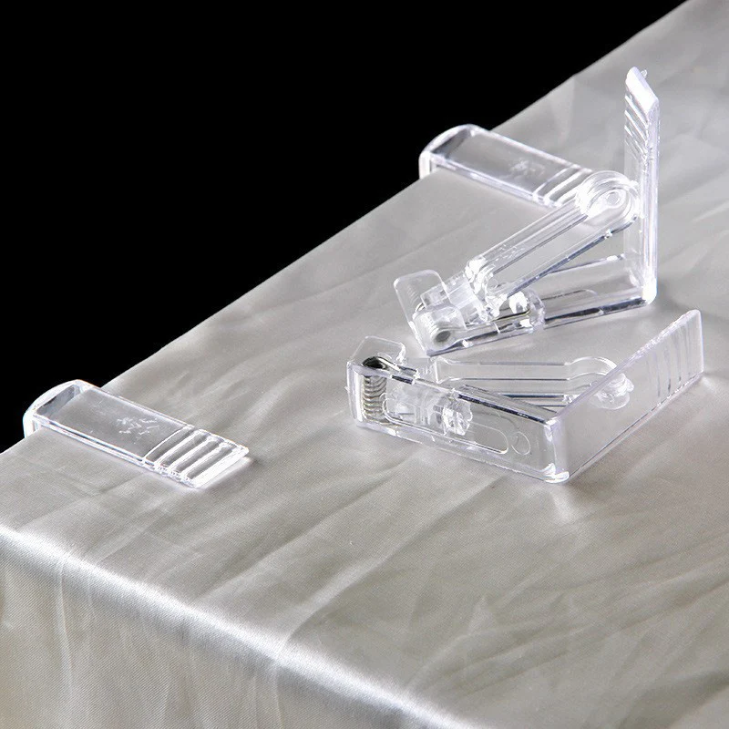 4 Pcs Plastic Clear Table Cover Clips, Table Cloth Clamps, Home Party, Picnic Tablecloth, Holder, Wedding