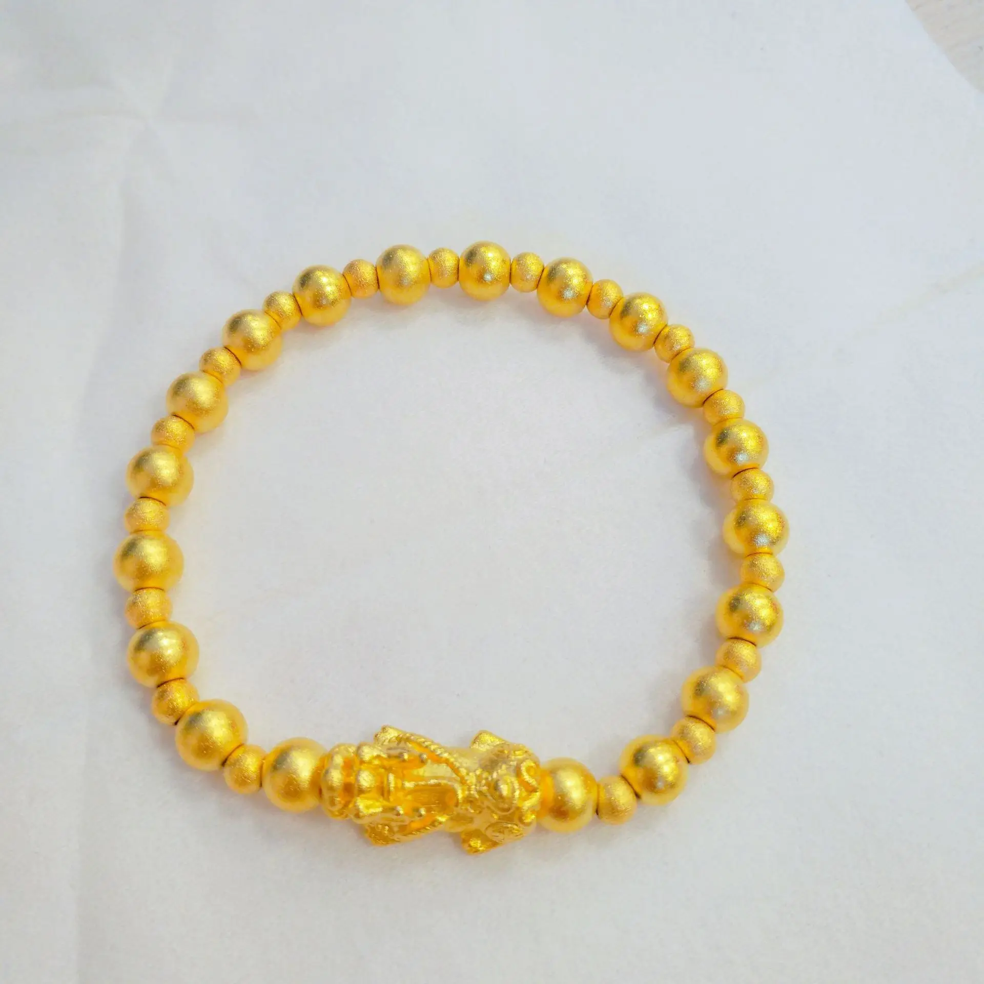 Real 18K Gold 6mm Round Bead Chain Bracelet for Women Pure Adjustable Classic Wedding Bangle for Women Fine Jewelry Gifts