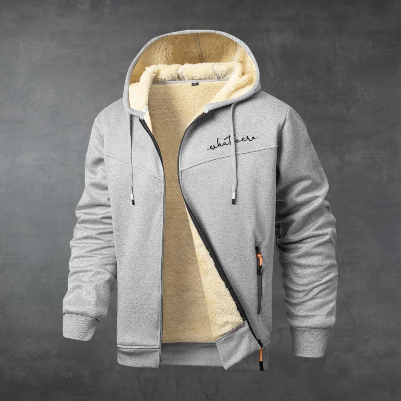 سويت شيرت صوفية بغطاء للرأس وسحاب مطبوع عليه حروف للرجال، قميص كاجوال عصري