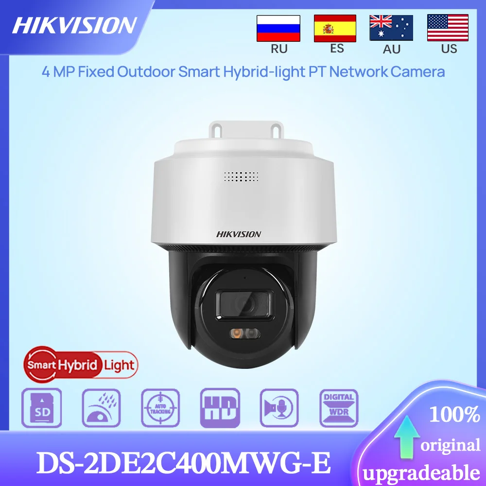 Hikvision Original DS-2DE2C400MWG-E 4MP Fixed Outdoor Smart Hybrid-light PT Network IP Camera Human Detection Auto-tracking IP66