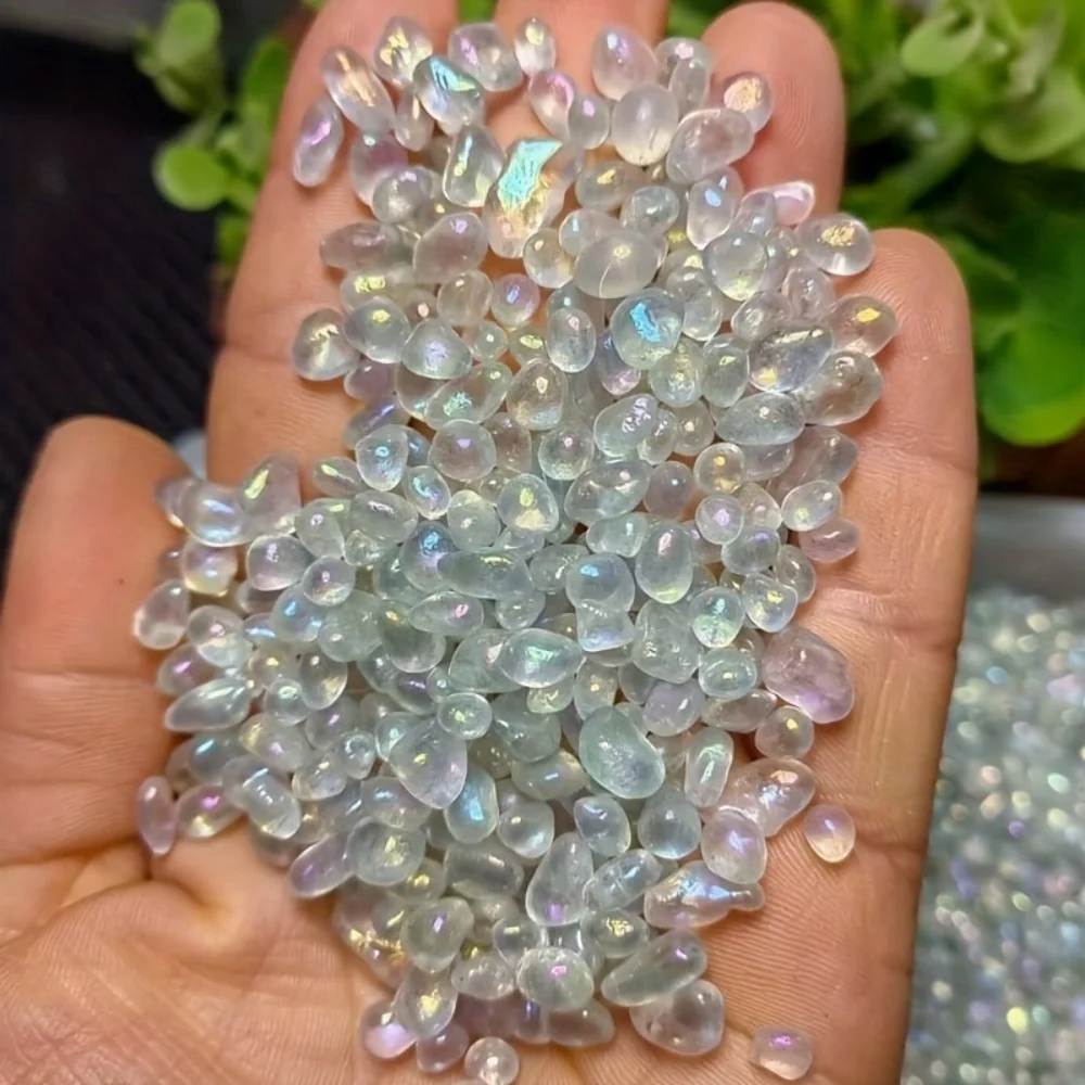 Angel Aura Quartz Crystal Moonstone Crystal Gravel Crushed Stone Particles for Handmade DIY Home Decoration Fish Tank Vase Fille