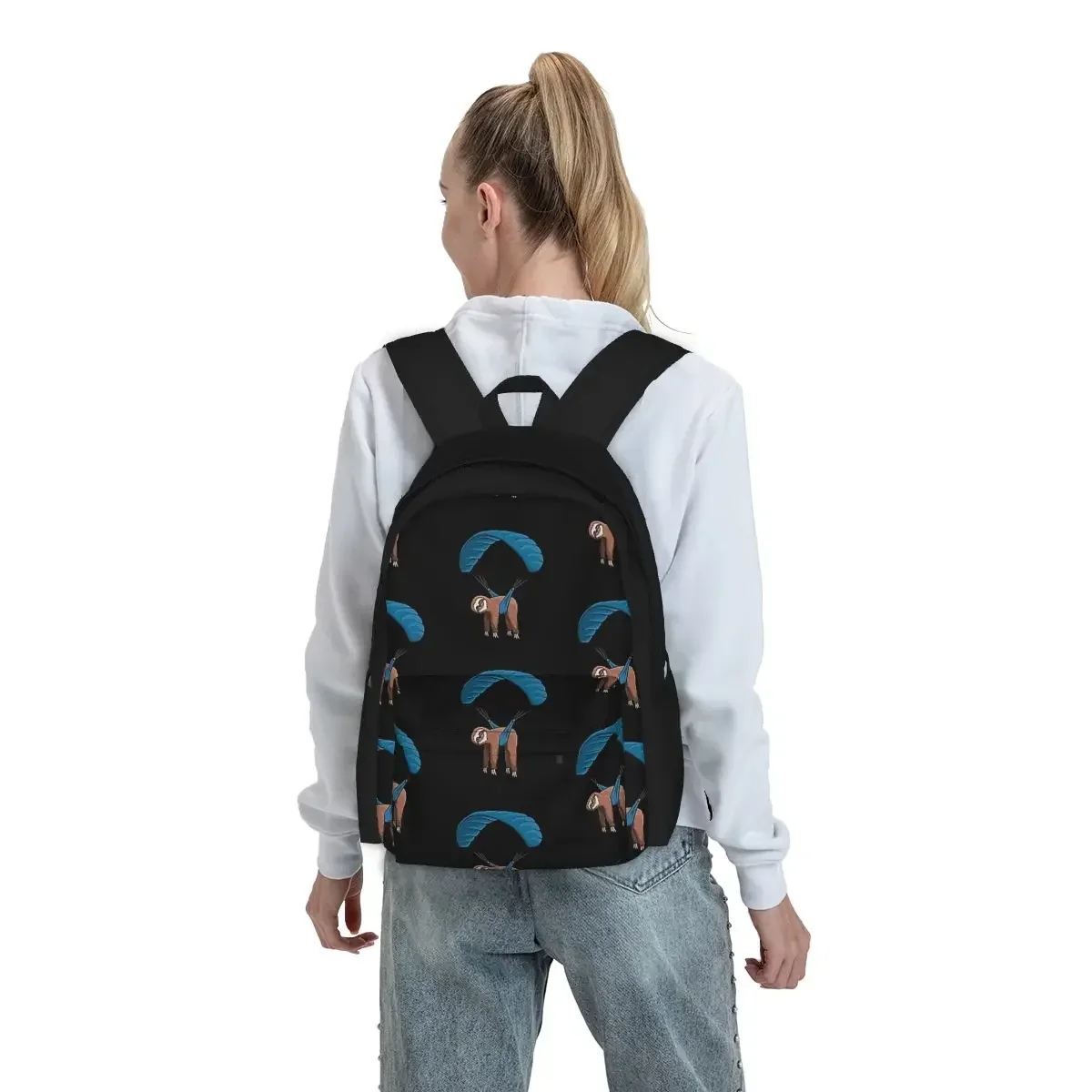 Paragliding Flying Sloth Skydiving Paraglider Backpacks Boys Girls Bookbag Children School Bags Laptop Rucksack Shoulder Bag