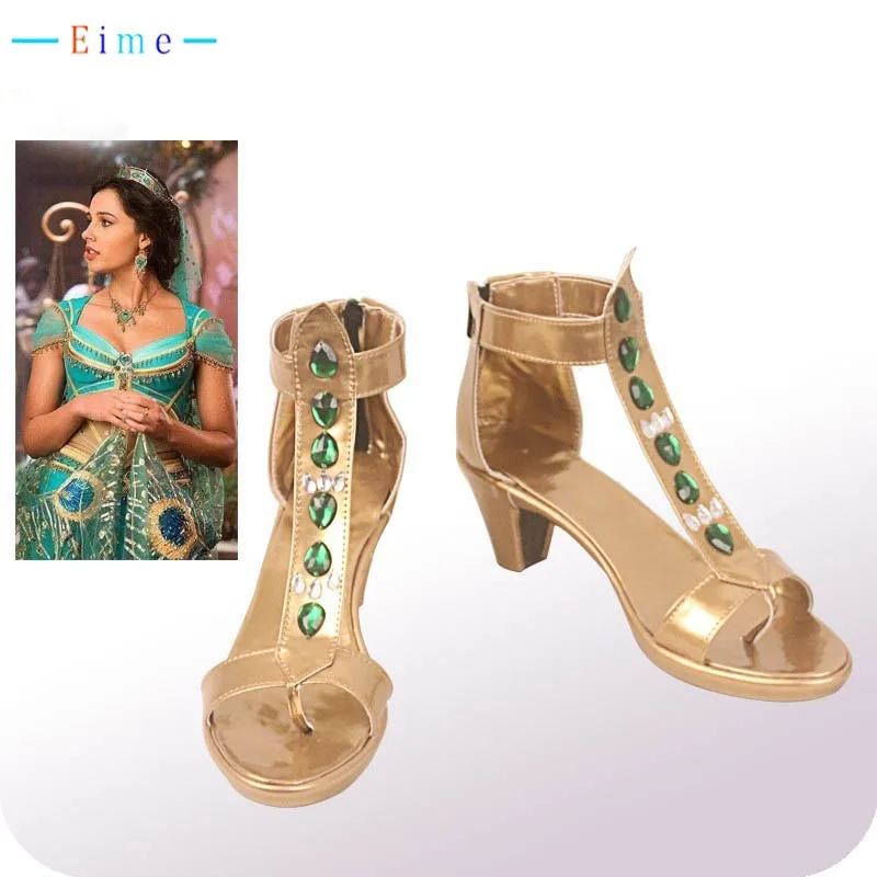 

Princess Jasmine Cosplay Shoes Movie Cosplay Props PU Leather Shoes Shiny Sandals Halloween Carnival Boots Custom Made