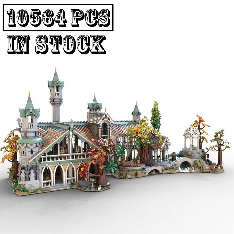 New MOC-149444 Trilogy Elven Kingdom Extension Medieval Castle Building Blocks Brick Movie Scene Toy for Kid Birthday Gift