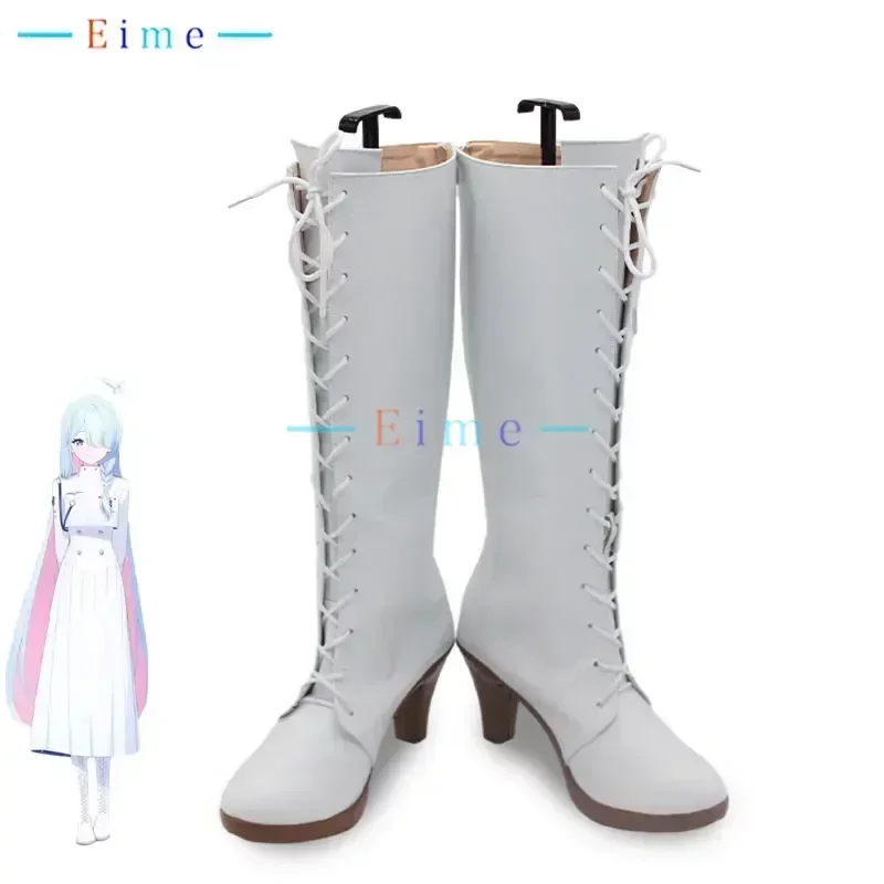 Game Blue Archive Student Union President Cosplay Shoes PU Leather Shoes Halloween Carnival Boots White High Heels Custom Made