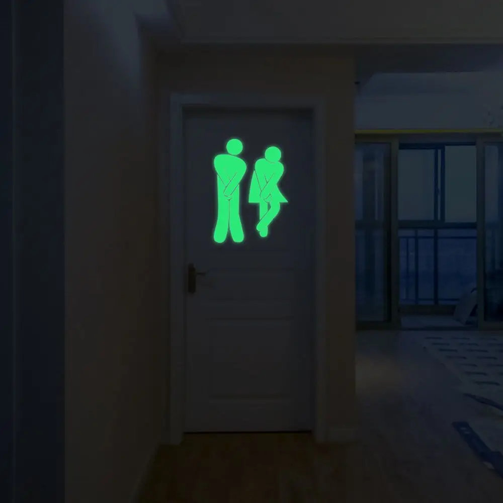 Fluorescent Funny Home Decor Luminous Bathroom Decoration Washroom Door Sign Wall Sticker Indicator Label Toilet Sticker