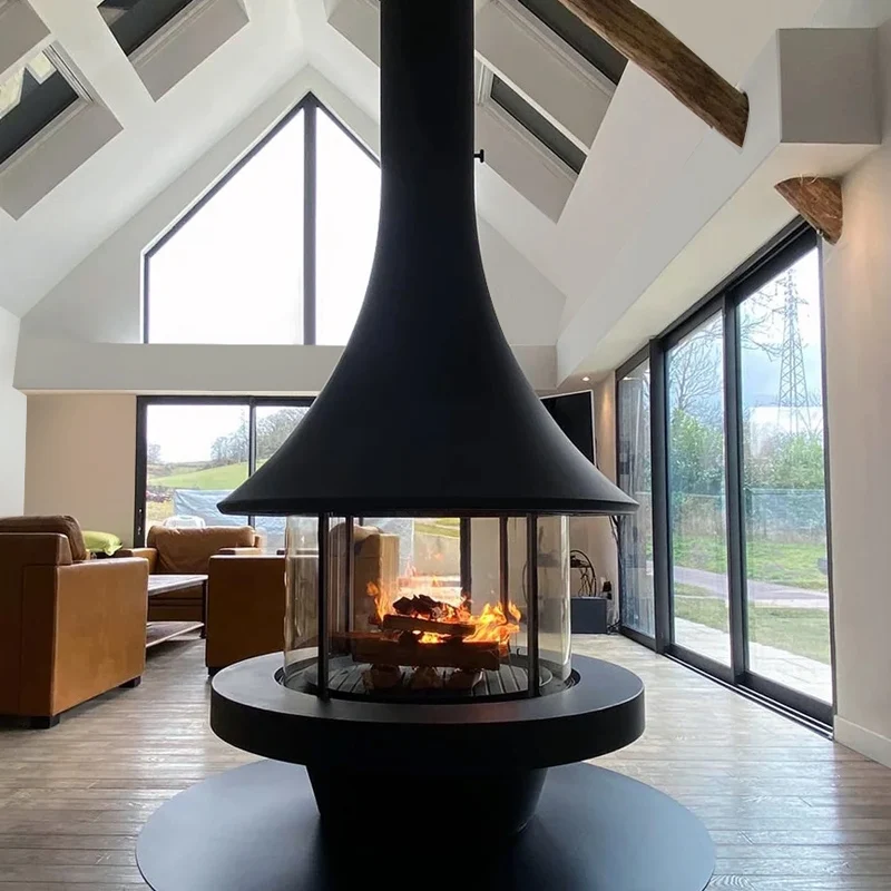 Hanging fireplace true fire burning wood alcohol simulation carbon home bed and breakfast villa custom horn hanging stove