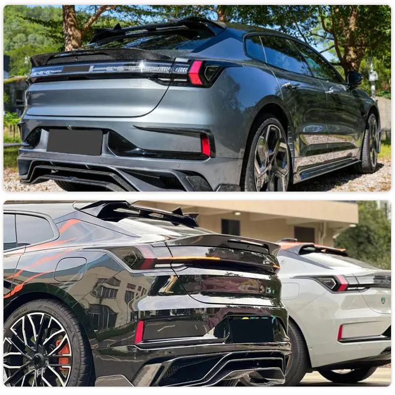 أجنحة سبويلر خلفية للسيارة من ألياف الكربون الكاملة لـ Zeekr 001 EV MC Zeekr 2021-2023 طقم سبويلر خلفي للسباق طقم هيكل الشفاه