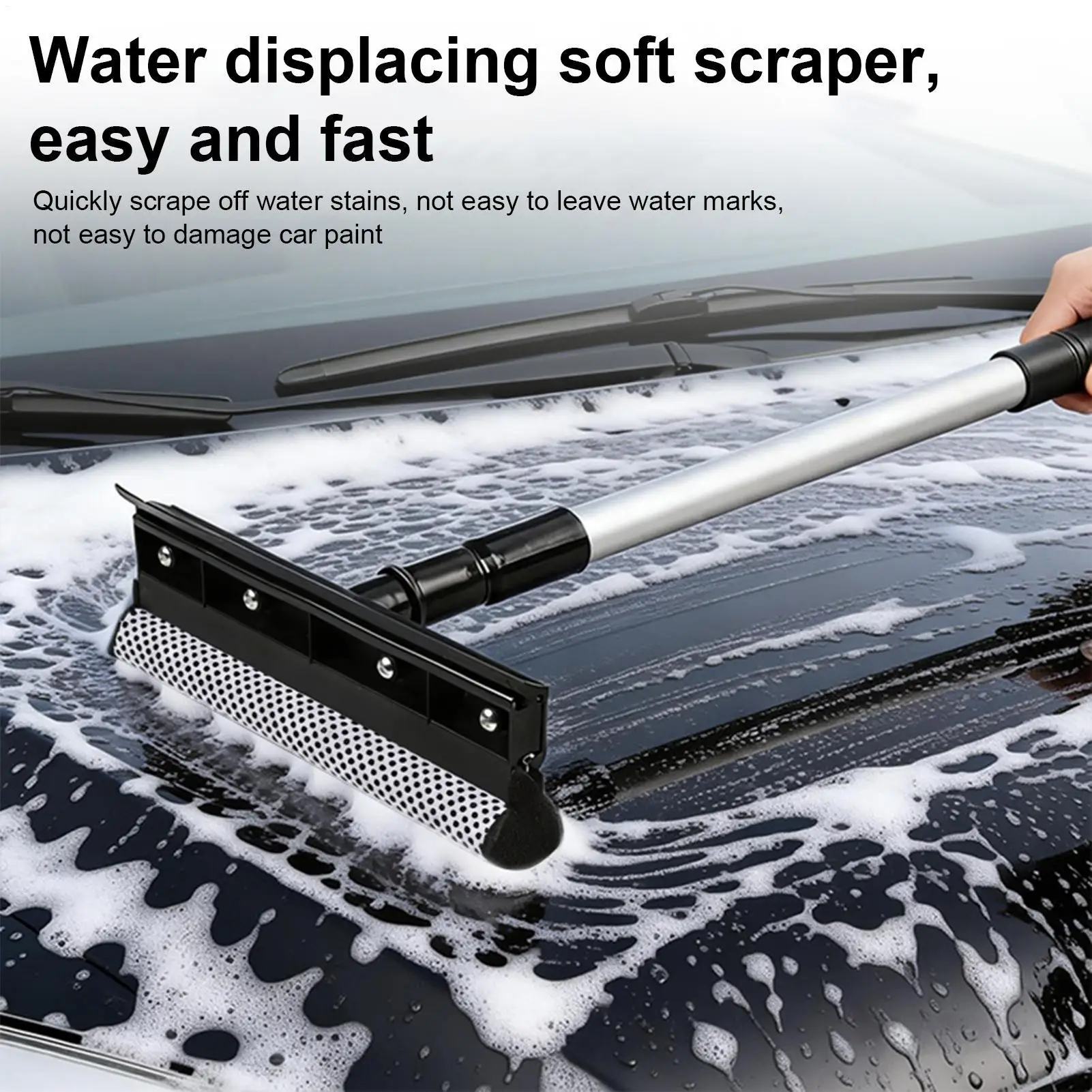 Car Squeegee For Windshield Extendable Sponge Squeegee Scrubber Defogger Windshield Cleaner Glass Wiper For Truck Vehicle SUV