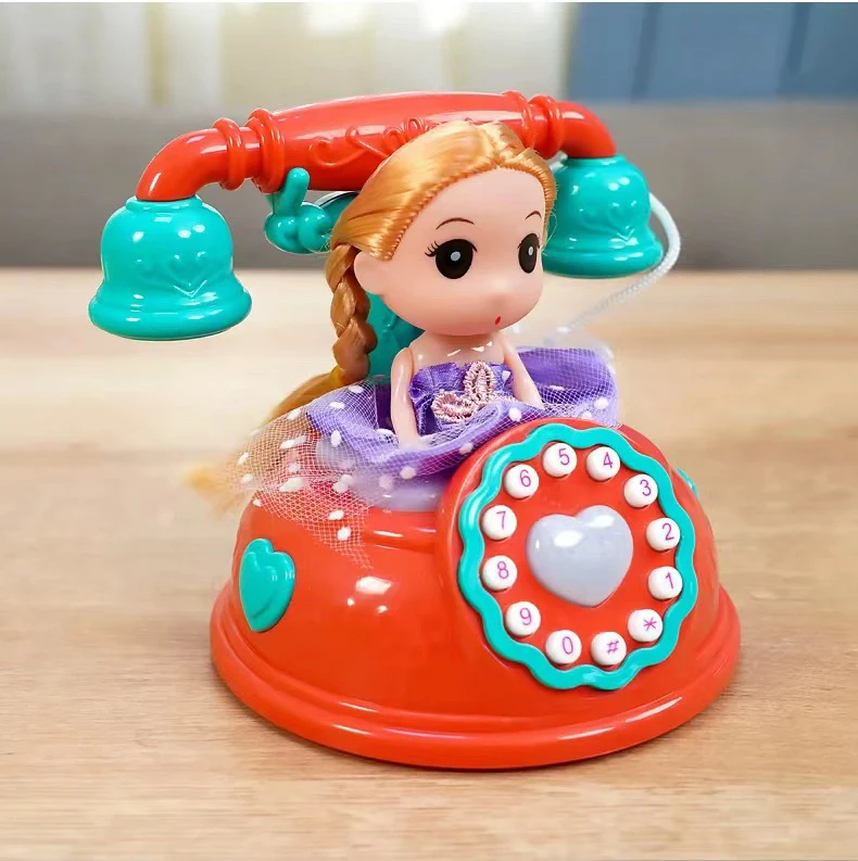 Kids Retro Doll Telephone Cartoon Cute Confused Doll Simulation Landline Baby Early Education Educational Story Machine Toys