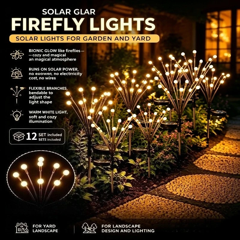 Solar Garden Lights Solar Swaying Light Sway by Wind Outdoor Lights Solar Garden Decorative Lights Yard Patio Pathway Decoration
