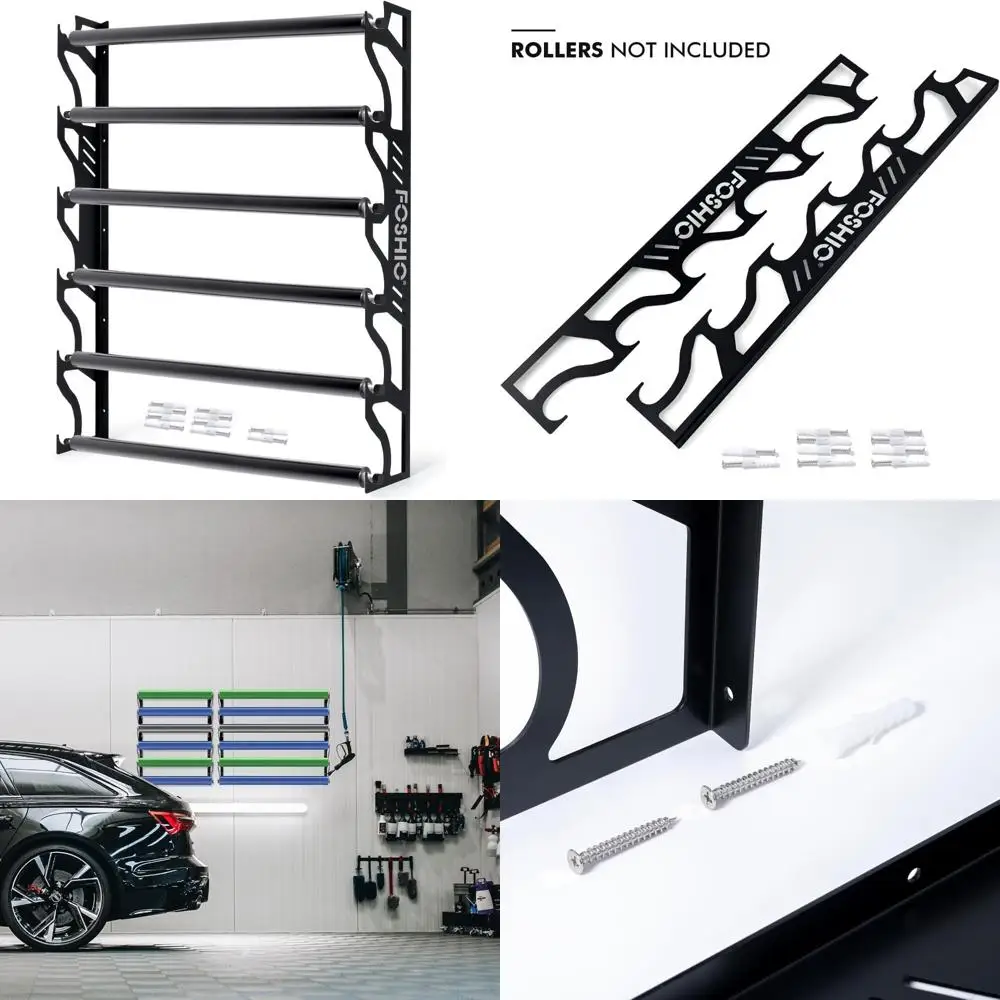 

Wall Mounted Metal Vinyl Roll Rack for Holding 6 Rolls of Vinyl and Transfer Paper, Easy Pulling and Mounting Hardware Included