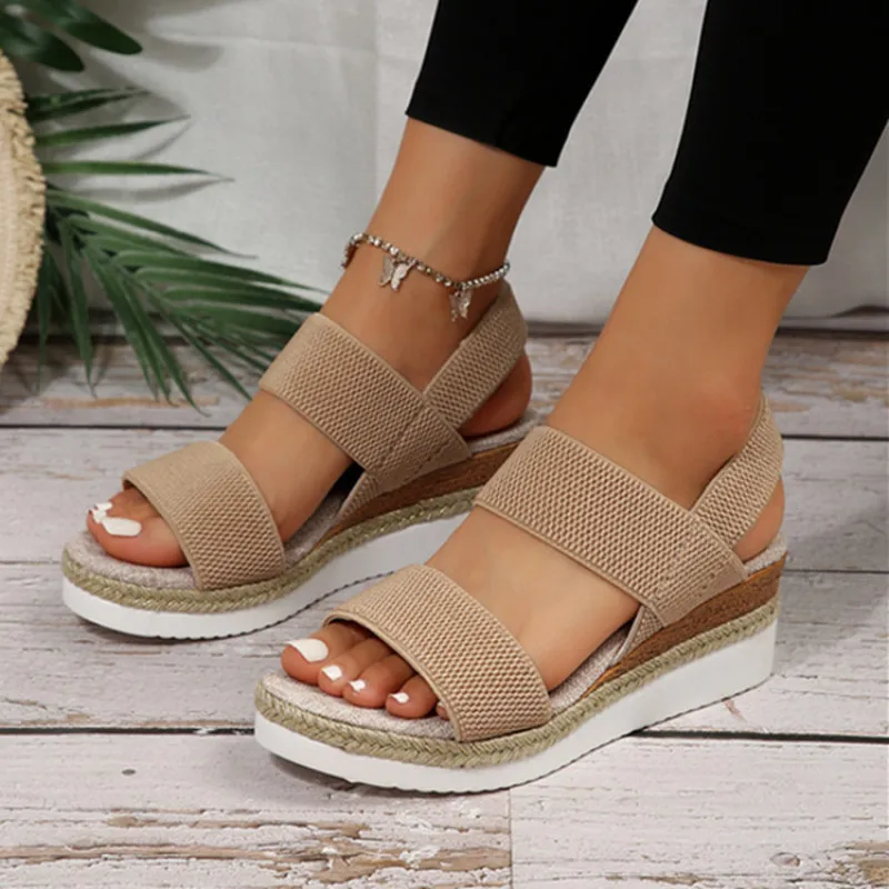 Biss méret 36-43 Nők Szandál Plató wedges Magas légnyomású levegő Ingyenélő Alkalmazkodó m Érlelődik Kender kötelet Talp Födémgerenda Lábbeli part Sandal cipők