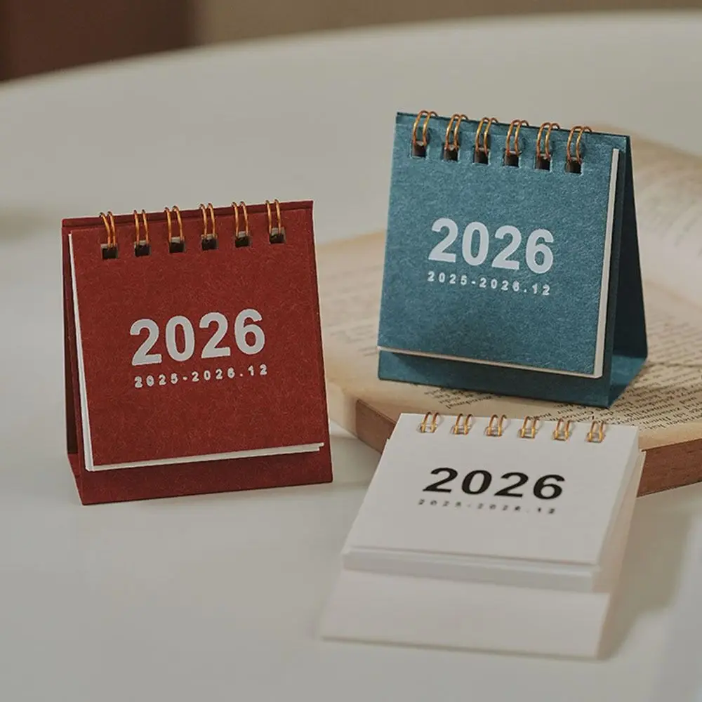 Simple Coil 2026 Desk Calendar Portable Desktop Decoration Mini Calendar Schedule Planner Gifts