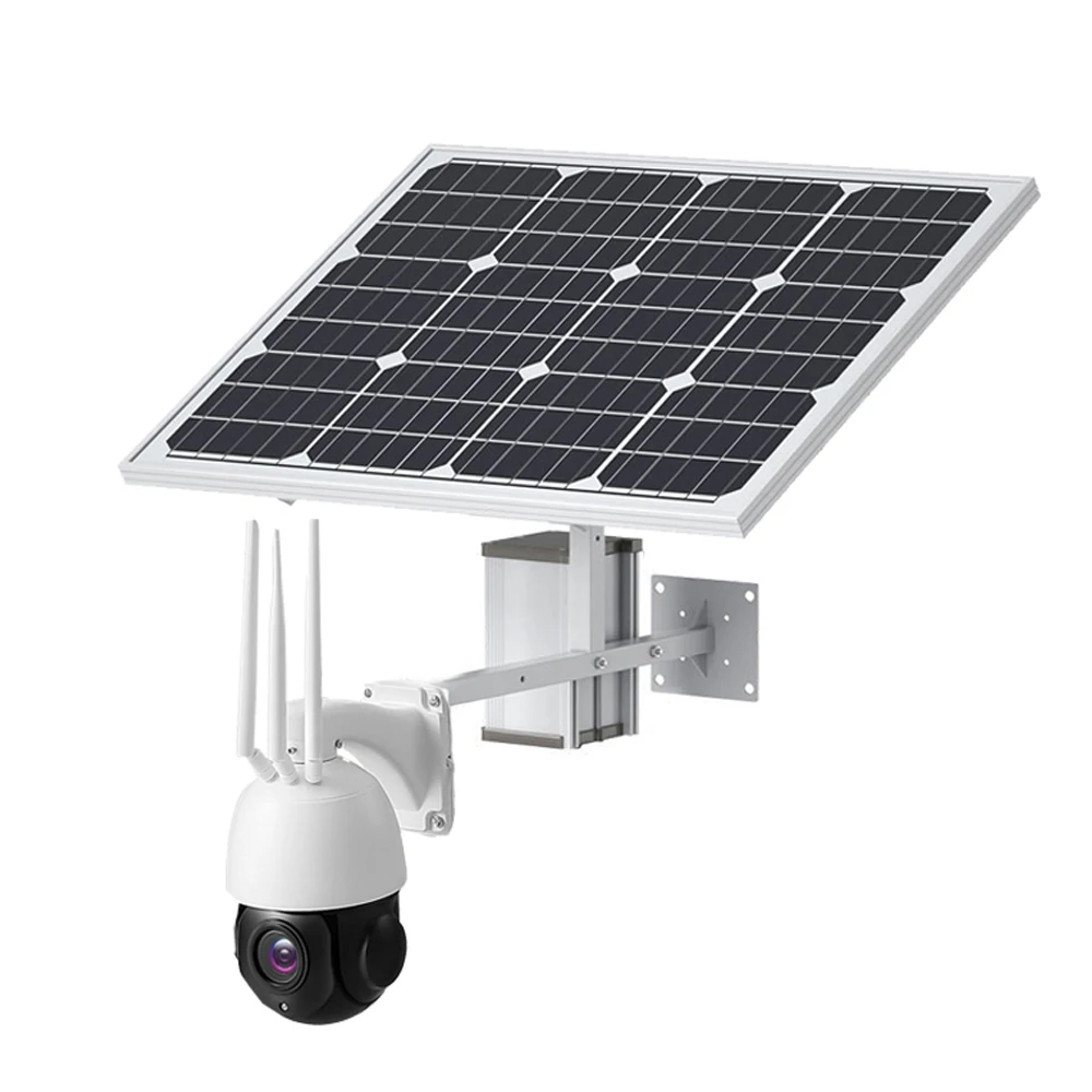 36X Zoom 5MP 4G Solar Powered PTZ Camera H.264/H.265 Video Compression Format Audio Recording Record Live Sound