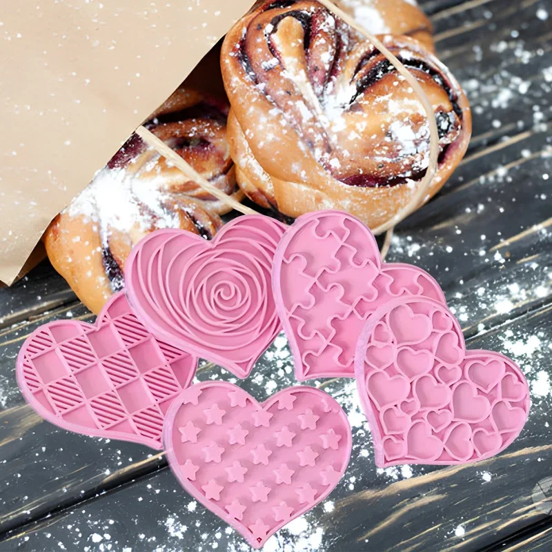7 قطعة مجموعة قاطعة البسكوت شكل قلب قالب البسكويت المعجنات الضغط عيد الحب كوكي ختم بيكر قالب الخبز أدوات المعجنات #2