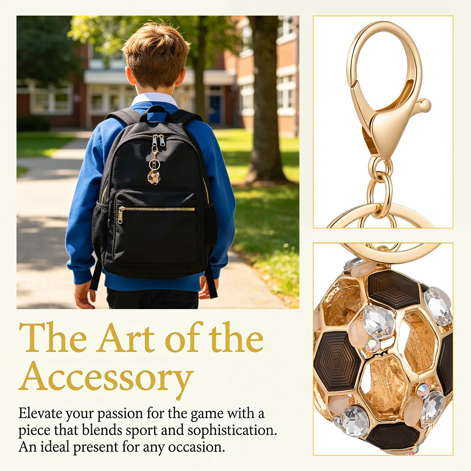 Waterproof Rhinestone Soccer Ball Keychain Metal Football Pendant Soccer Trinkets Sports Fan Souvenir Keyring Sport Keyrings