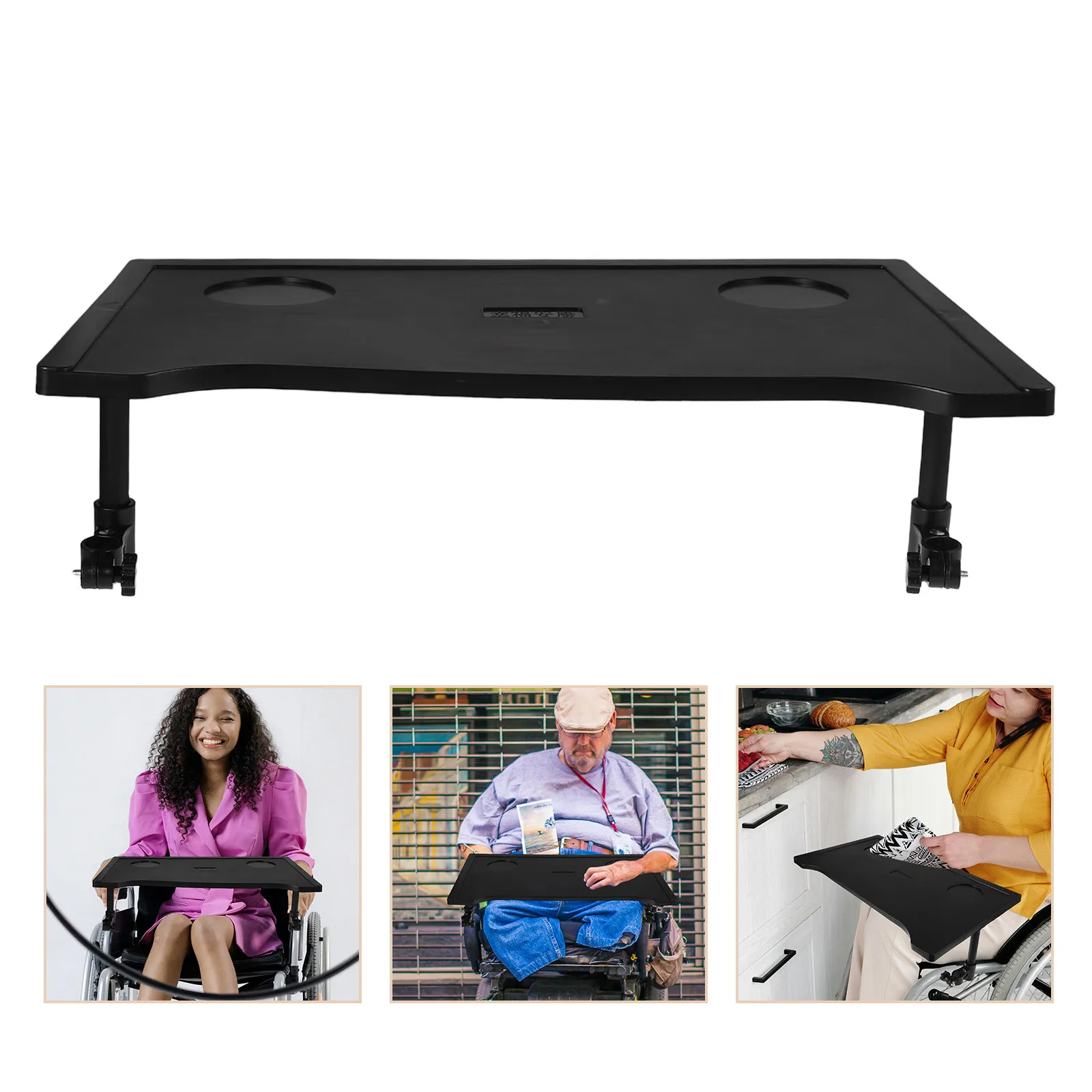Lightweight Foldable Table for Wheelchair Users Detachable Tray with Cup Holder Indoor Outdoor Convenience Fold Up Table