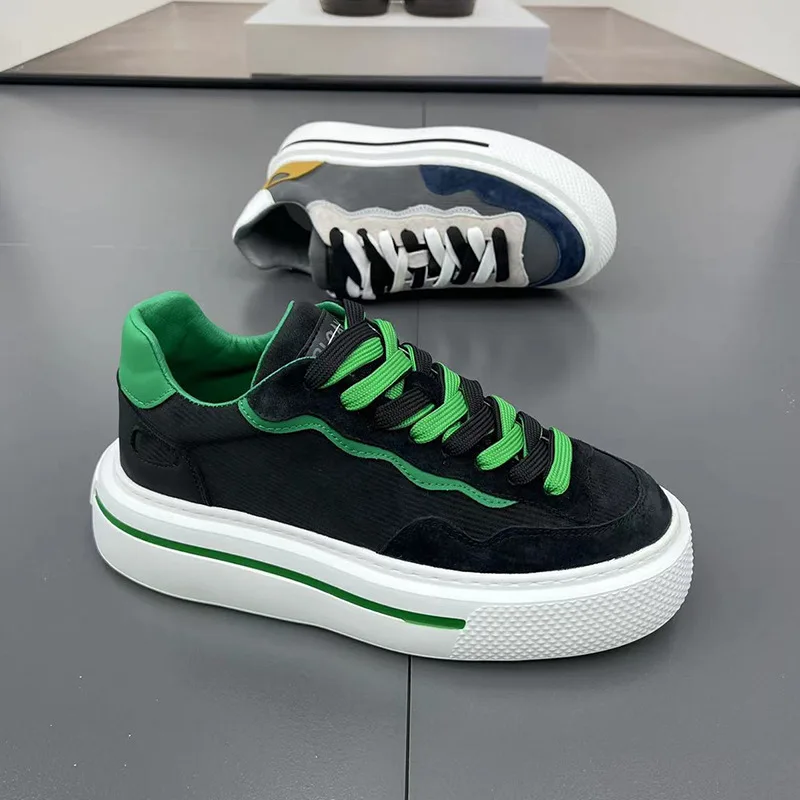 

Breathable Men's Sneakers Autumn New Trendy Lace Up Height Increase Casual Shoes Comfortable Outdoor Non Slip Board Shoes