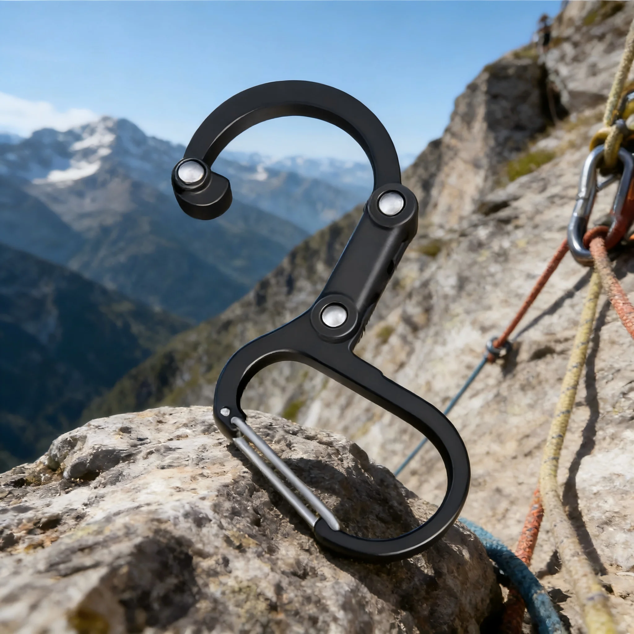 Premium Aluminium-Legierung D-Ring Karabiner Abschließbar Hochbelastbar Taktisches Schlüsselwerkzeug für Outdoor-Wandern Camping-Ausrüstung