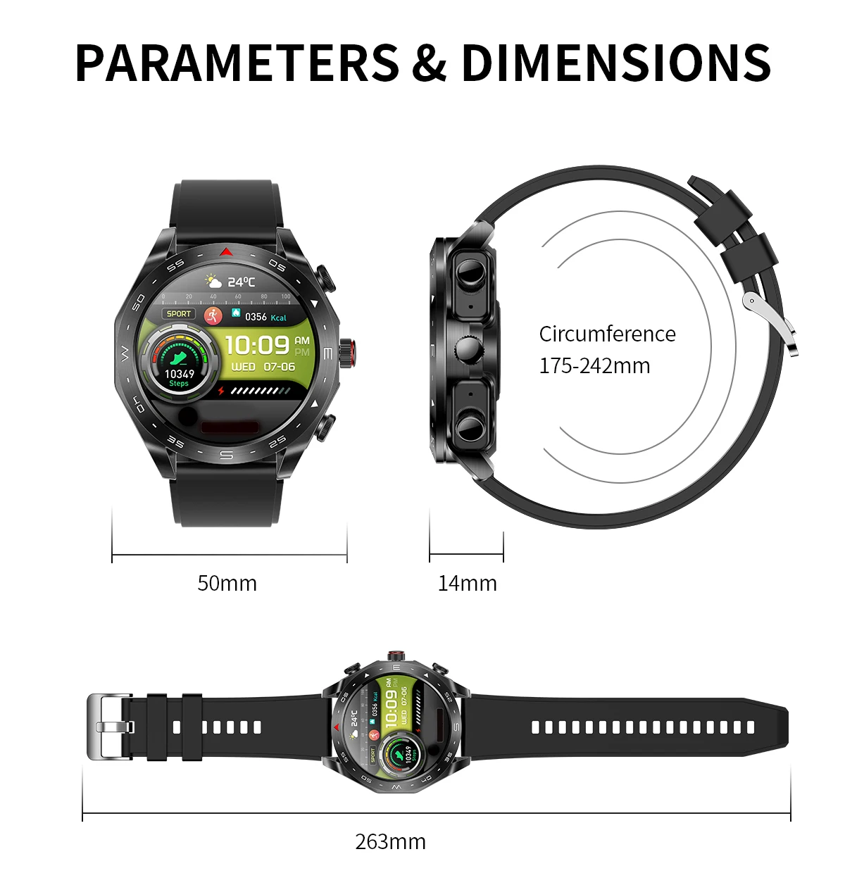 Smart Watch with Earbuds 1.52 inch HD Screen Fitness Tracker Sleep Monitor Pedometer All-in-one Local Music TWS Music Smartwatch
