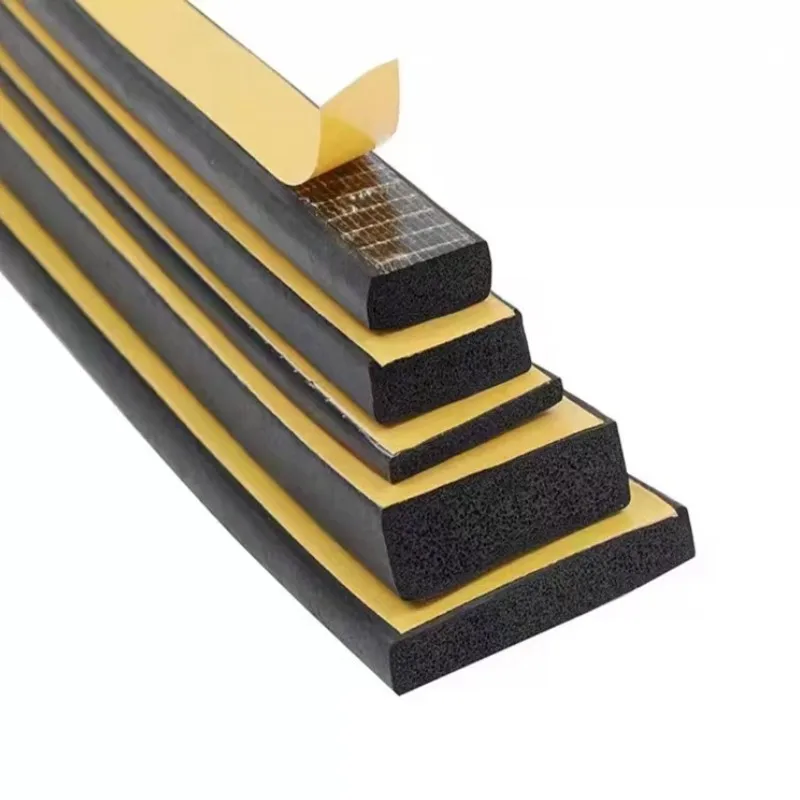 EPDM Self Adhesive Sponge Seal Strip Rubber Black Foam Strong Single-sided Adhesive Soundproof Anti-collision Seal Gasket