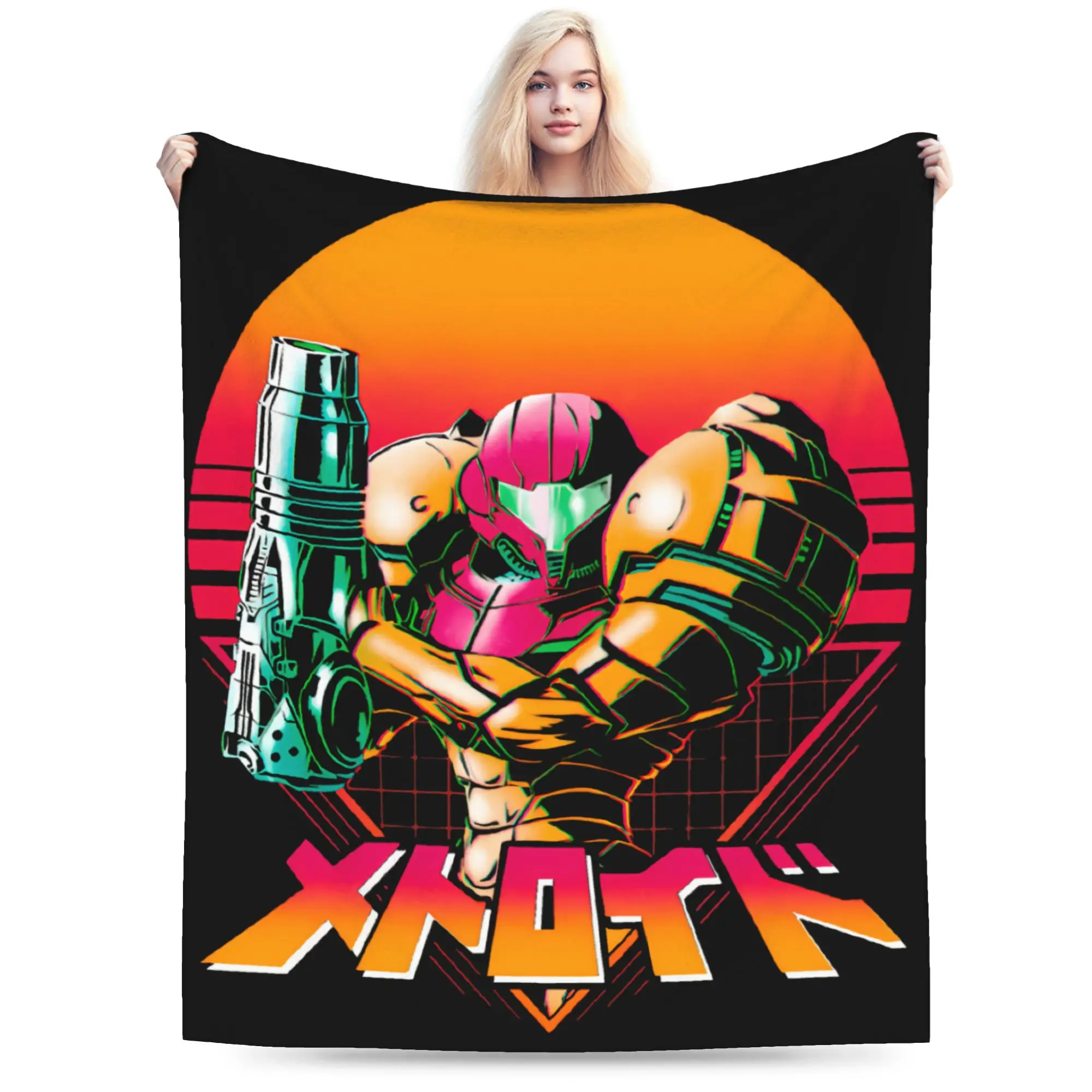 Metroids Hero Game Samus Blanket Girl  Flannel Throw Blanket For Couch Bed Warm Soft Custom Quality Bedspread Gift