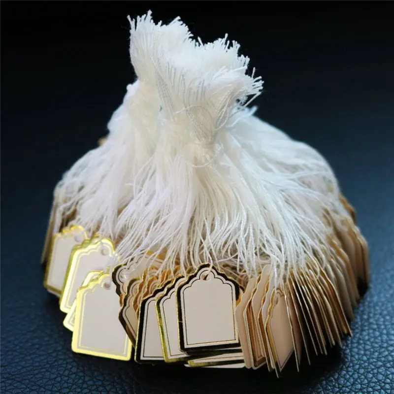 500Pcs Rectangular Jewelry Price Label Tags With Hanging String For Rings Bracelets And Earrings Display Tags-A78G