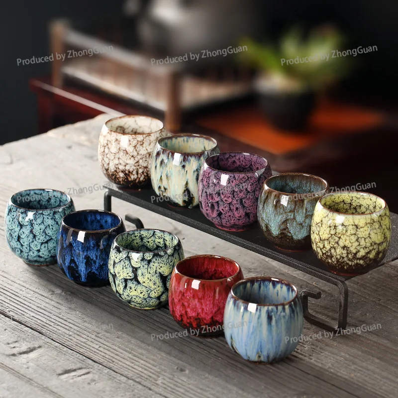 Kiln-turned Tea Cup, Ceramic Kung Fu Tea Set, Single Cup, Tianmu Glaze, Jianzhan Master Cup,  Egg-shaped Small Bowl