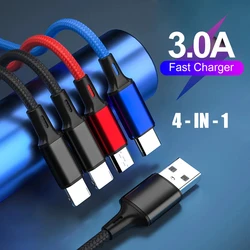 TIDOVE 4 in 1 USB Fast Charging Cable USB Type C Cable 3 in 1 Micro USB Cable USB to IOS Cable for iPhone 14 Samsung Huawei