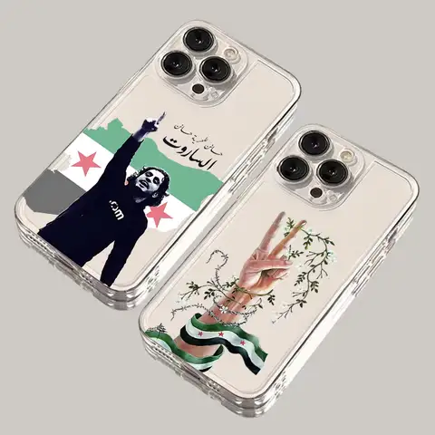 S-시리아 혁명 깃발 전화 케이스 iPhone 16 15 14 13 12 11 Mini Pro Max X XR XSMax 8 Plus 투명 소프트 TPU 뒷면 커버