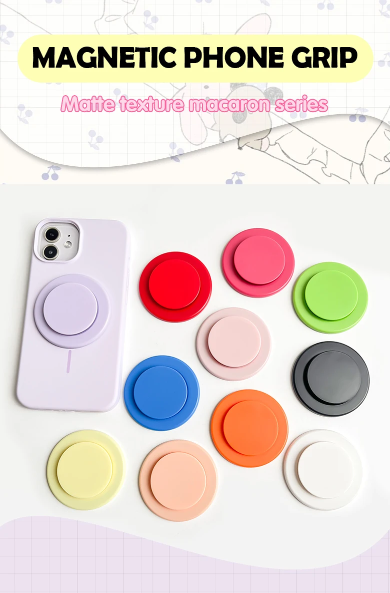 Koreanischer süßer magnetischer Telefongriff mit starkem N52-Magnet, Telefonhalter, Ständer, Poppings-Buchse, Griptok für alle Telefone – Detail 1