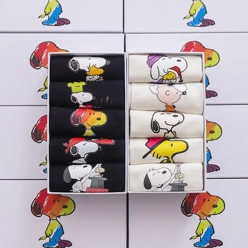 Snoopy Sock Boxed Girl Anime Snoopy Doll Socks Child One Size Printing Shallow Mouth Socks Wholesale Invisible Anti-Slip