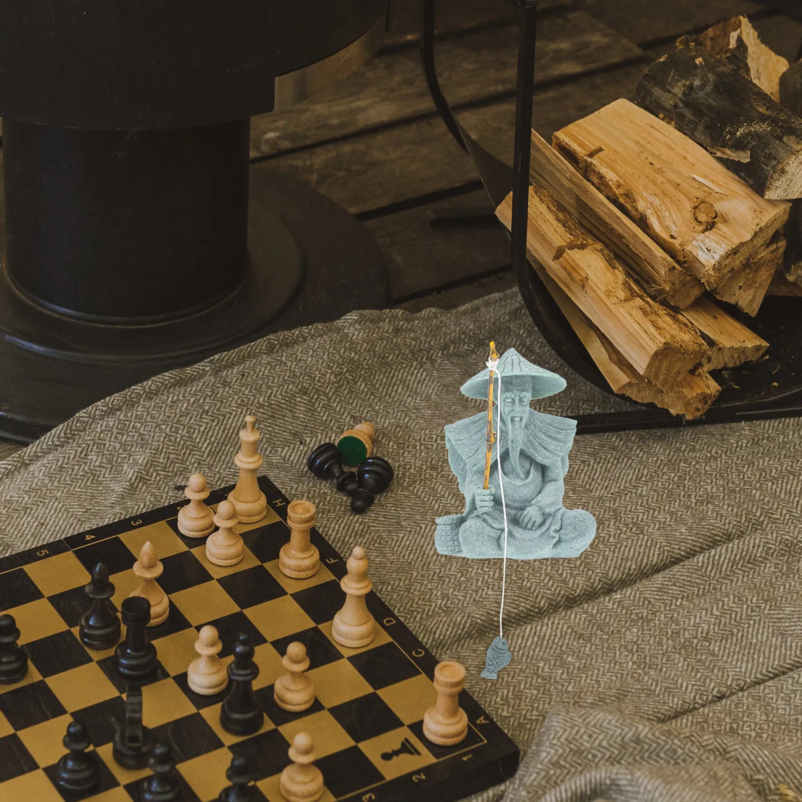 

Mini Fisherman Statue Aquarium Decor Small Rockery Figurines Bonsai Garden Adornments Fish Tank nament Miniature Model Pet