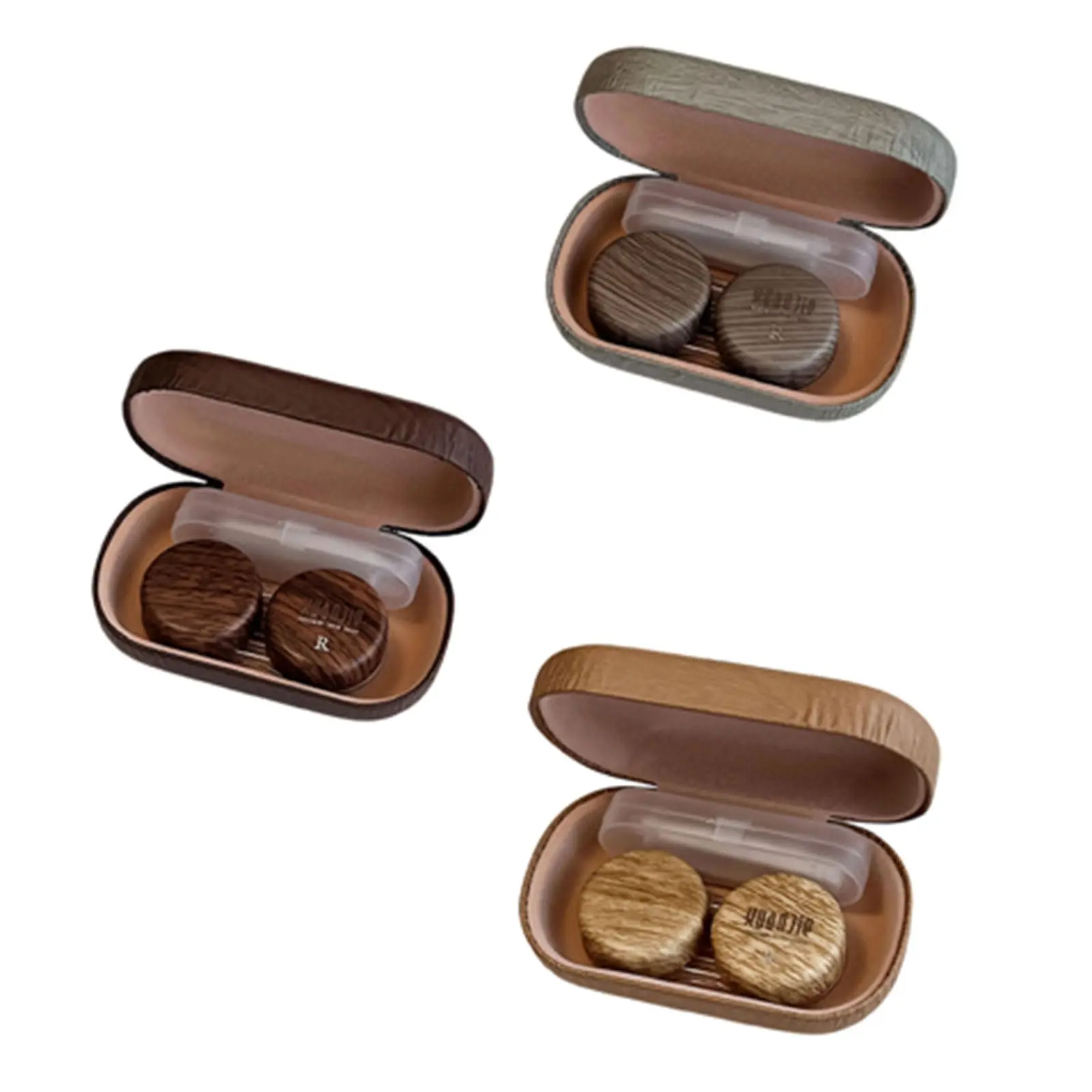 Application Tool Storage Case Flocked Contact Lens Care Case Dual Contact Lens Container Leather Leather Contact Lens Case