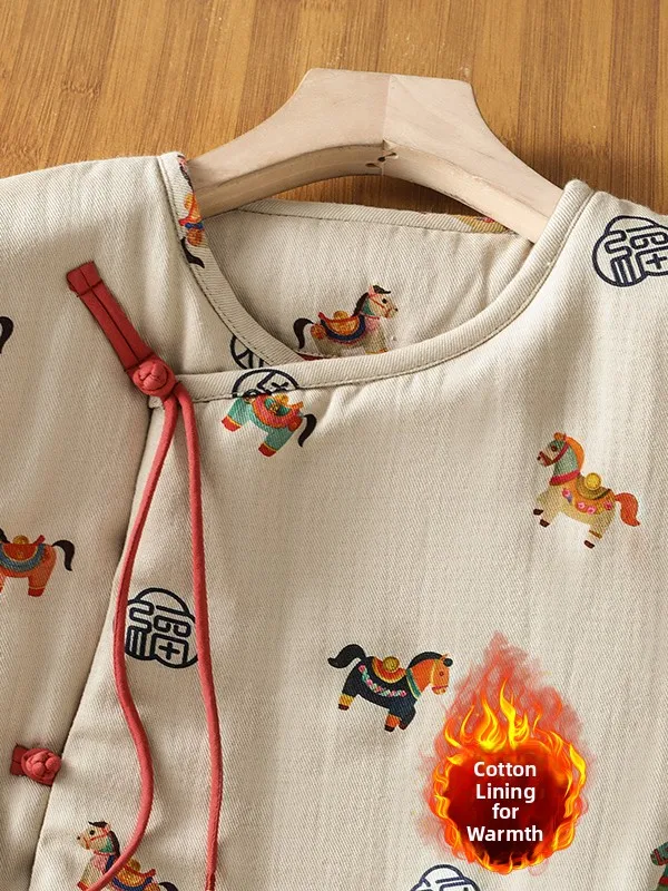 جديد الصينية Sle المطرزة القطن سترة دافئة Svel تانغ زي أعلى المرأة Faion مستقيم قطع ألياف البوليستر جولة...