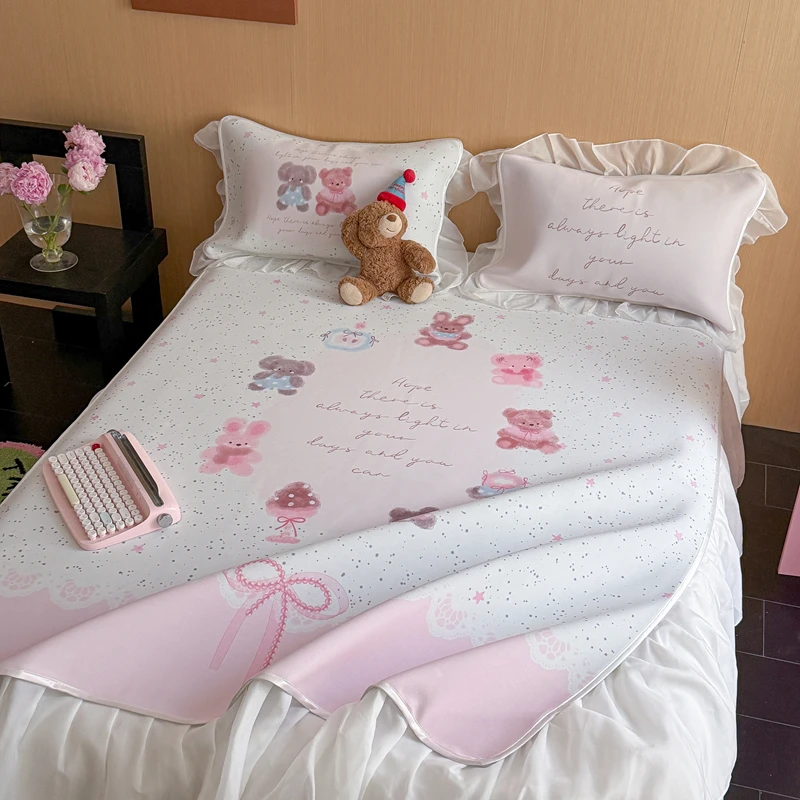 set-di-biancheria-da-letto-in-stile-principessa-ice-fiber-con-federe-e-gonna-per-il-letto-design-coreano-con-simpatici-cartoni-animati-materasso-leggero-e-traspirante