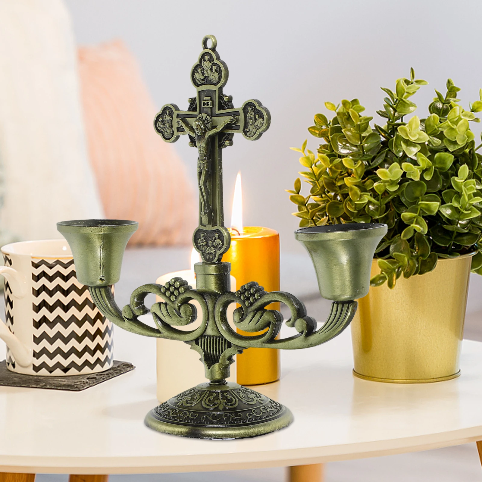 

Retro Candlestick Holders for Table Decorative Metal Zinc Alloy Centerpiece Stable Party Wedding Home Tea Light Holder