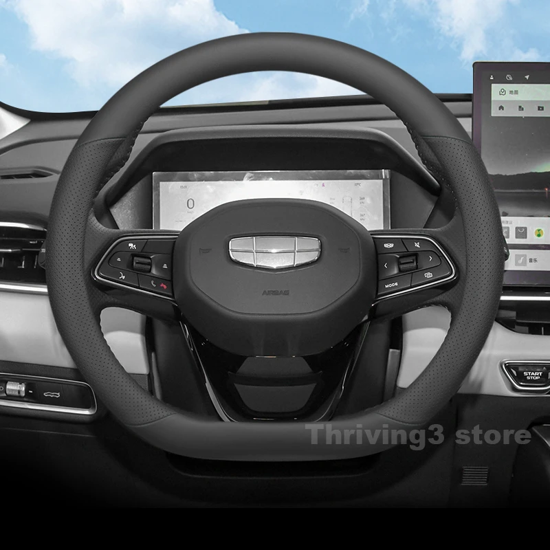 

Leather Car Steering Wheel Cover For Geely Coolray 2025 2022-2024 Covers For Covers Auto interior Geely Coolray Accessories 2025