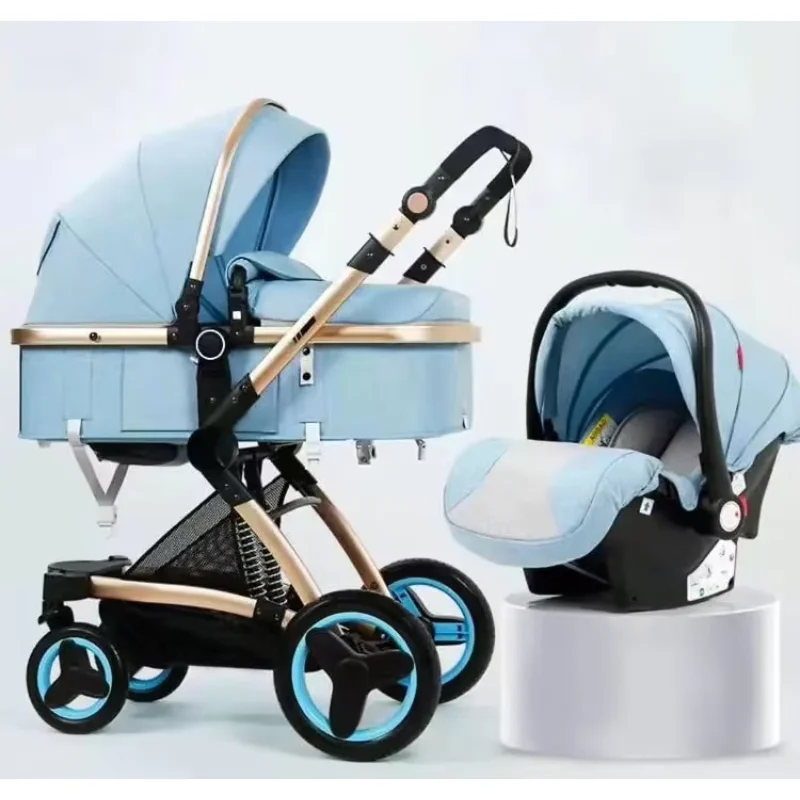 suspension damping system travel cart convenient 3 in 1 baby stroller  fashionable baby pram trolley with safety sleeping basket