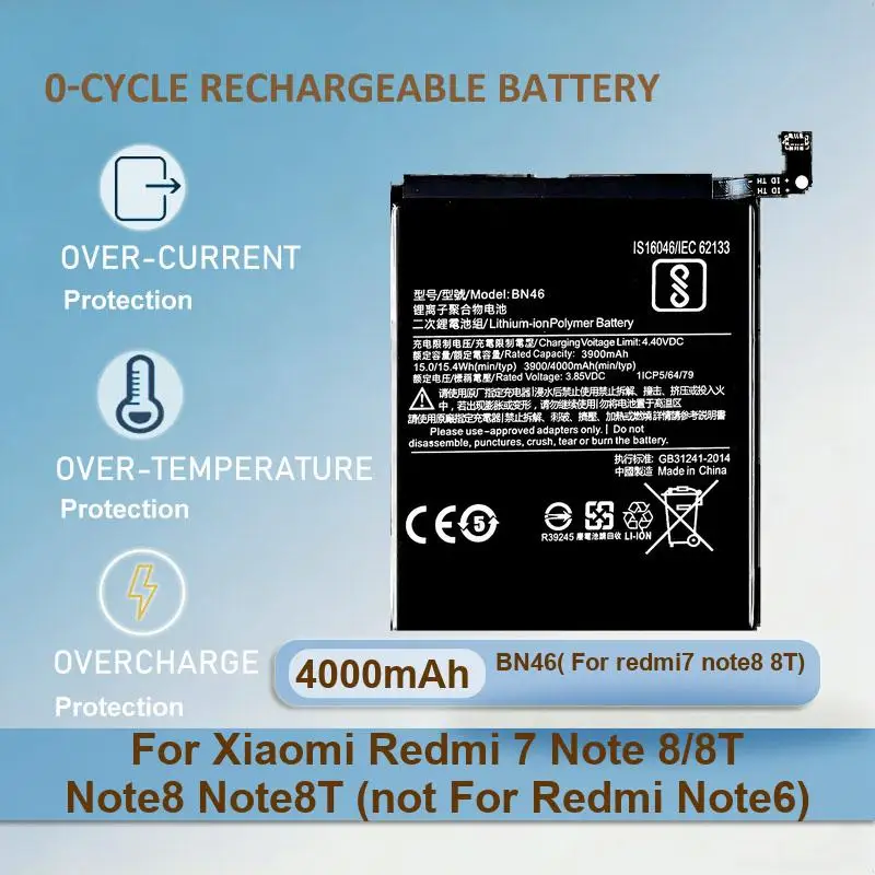 

BN46(For redmi7 note8 8T) Mobile Phone Battery For Xiaomi Redmi 7 Note 8/8T Note8 Note8T (not For Redmi Note6) 4000mAh