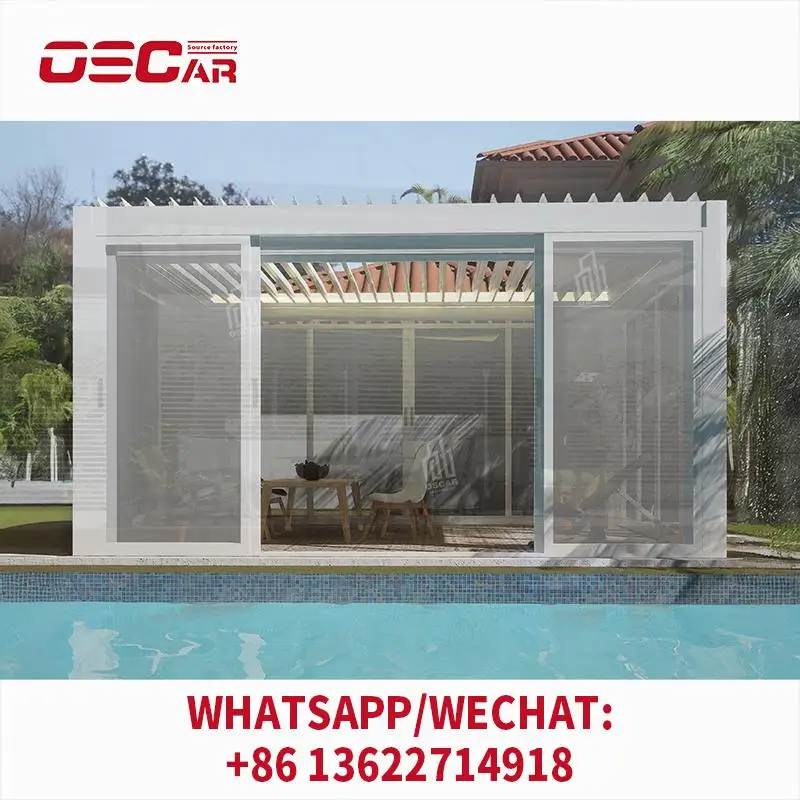 

Моторизованные биоклиматические арки жалюзи с дистанционным управлением на крыше, уличные беседки для садовых садовых садовых садов и кухонь, перголы