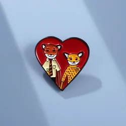 Comedy Movies The Fantastic Mr Fox Couple Love Brooch Enamel Pin Funny Heart Badge Lapel Jewelry Accessories Gift Wholesale