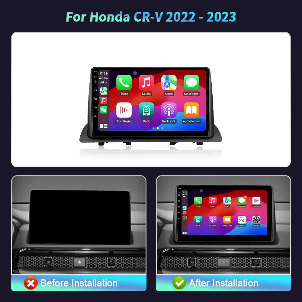 Android14 Car Radio Multimedia Navigation Wireless Carplay Stereo Head Unit Screen For Honda CR-V 2022 - 2023