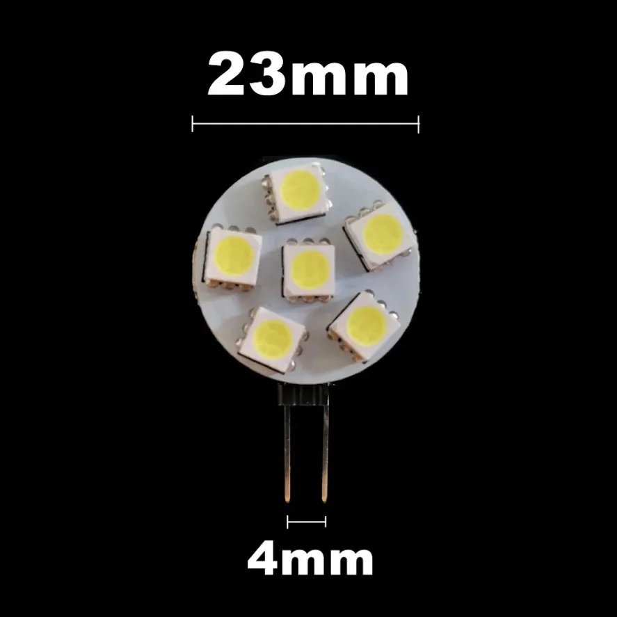 Ampoule LED à Douille G4 4.8 SMD sur DC 12V, Lampe à Deux Broches Halogène de 5050 W 1.2W 1.8W 2.4W, Blanc Chaud/Blanc Froid