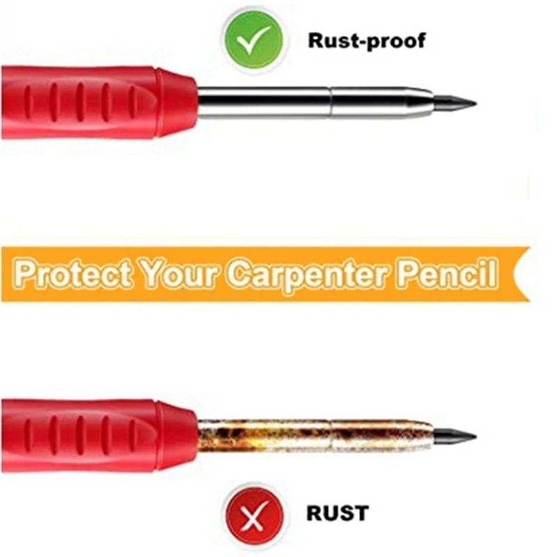 4 Pack Woodworking Pencil Set With Refill 2.8Mm Built-In Sharpener Woodworking Tools Deep Hole Construction Pencil